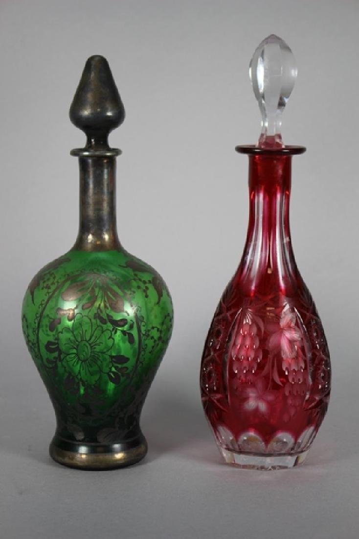 Two Art Glass Decanters ~  Sterling Overlay (1 of 9)