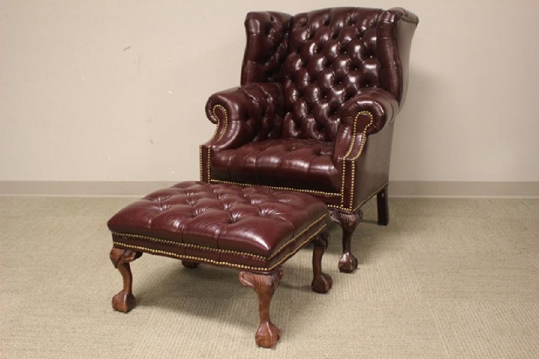 20th C. Burgundy Leather Lawyers Chair (1 of 8)