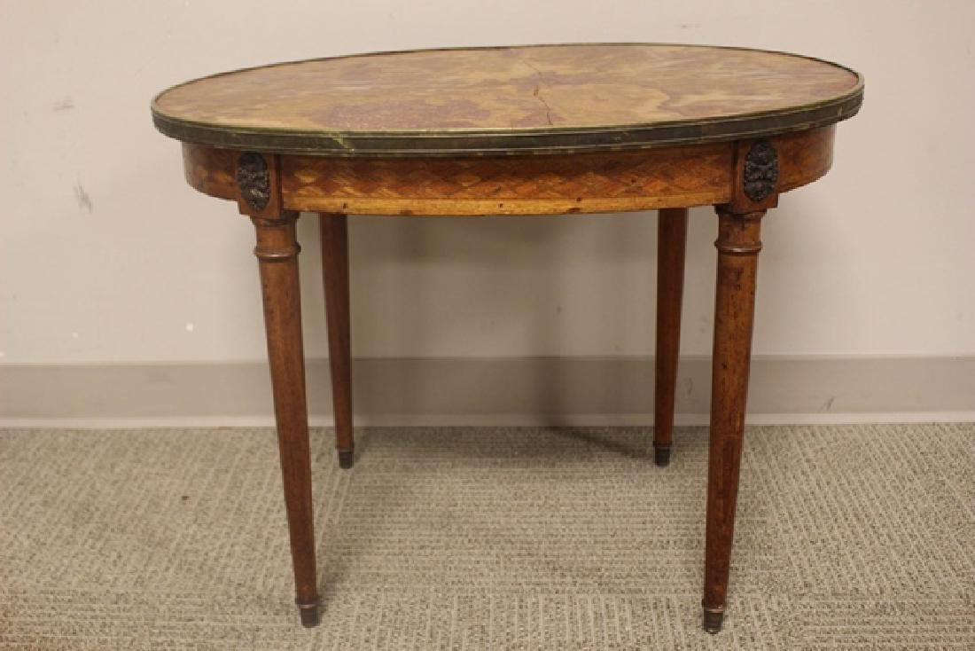 French Marquetry Marbletop Cocktail Table (1 of 7)