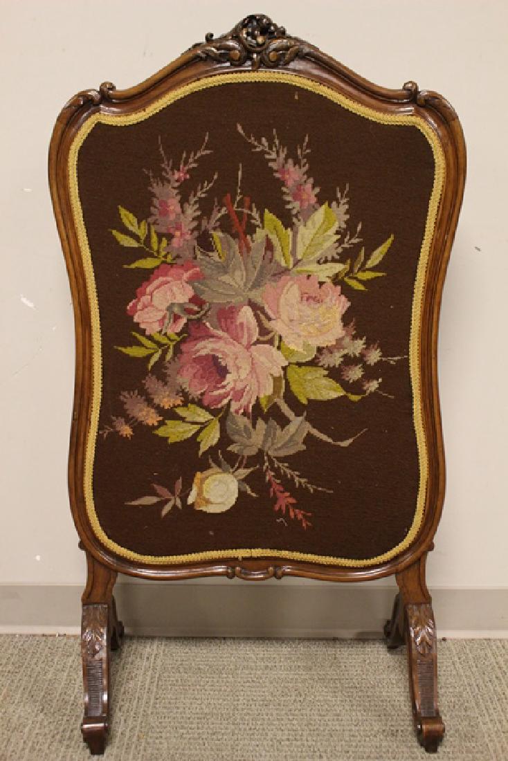 Victorian Needlepoint Fireplace Screen