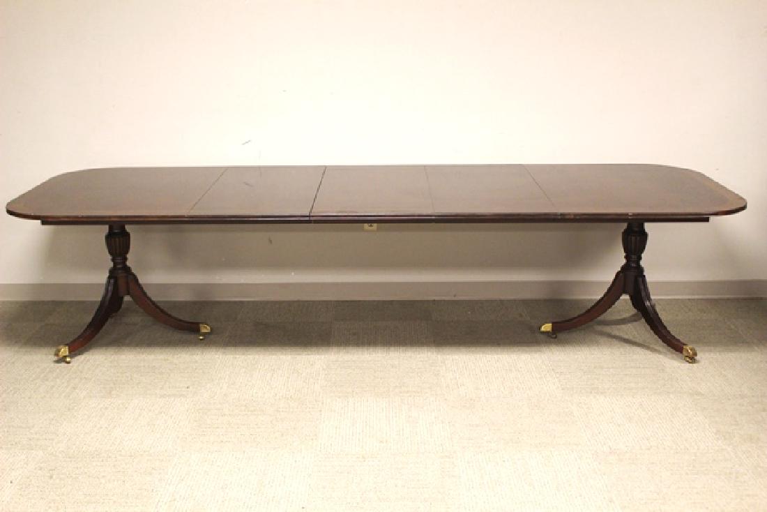 Large Banded Mahogany Double Pedestal Table (1 of 9)