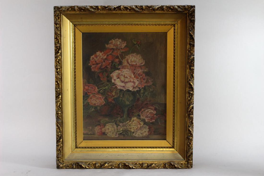 Victorian Floral Still Life Oil on Board (1 of 7)