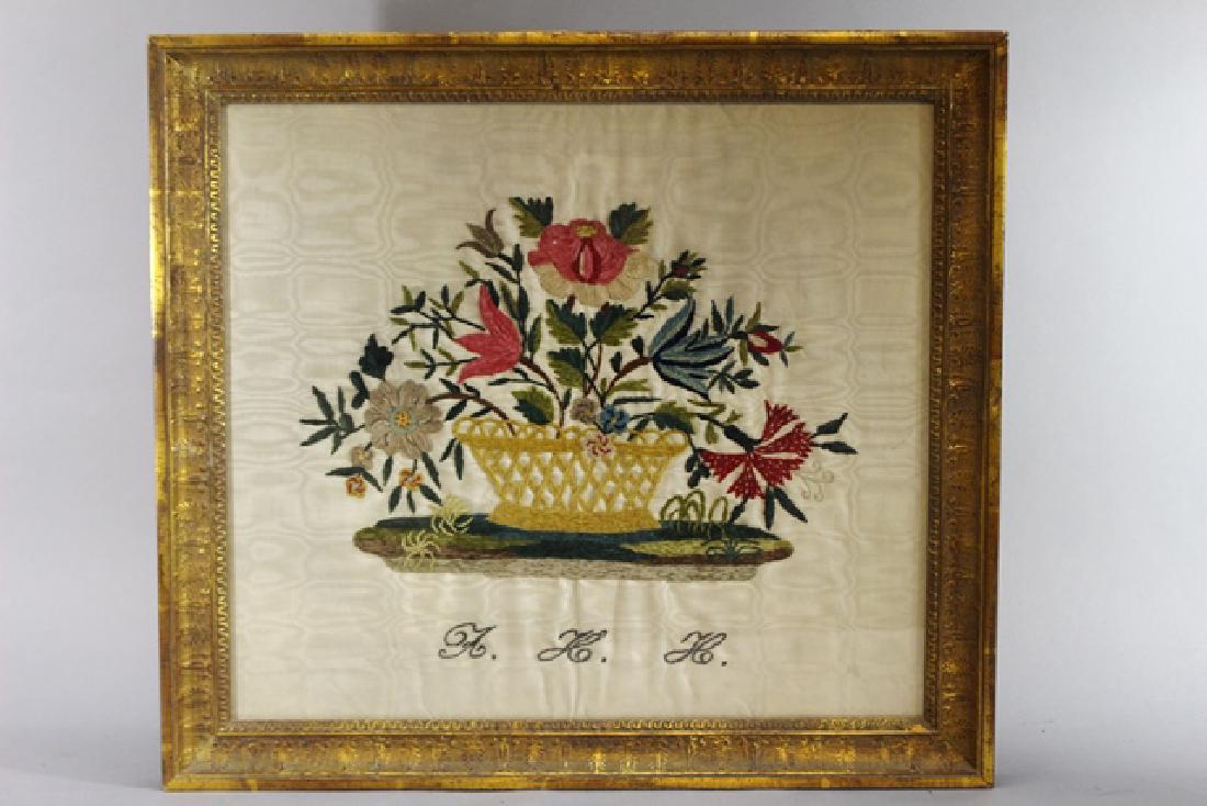 19th Century French Crewel Work On Silk (1 of 8)