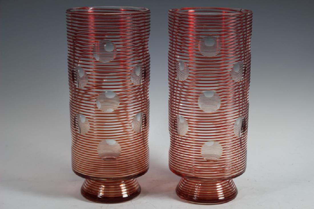 EARLY Czech  Threaded Art Glass Vases (1 of 6)