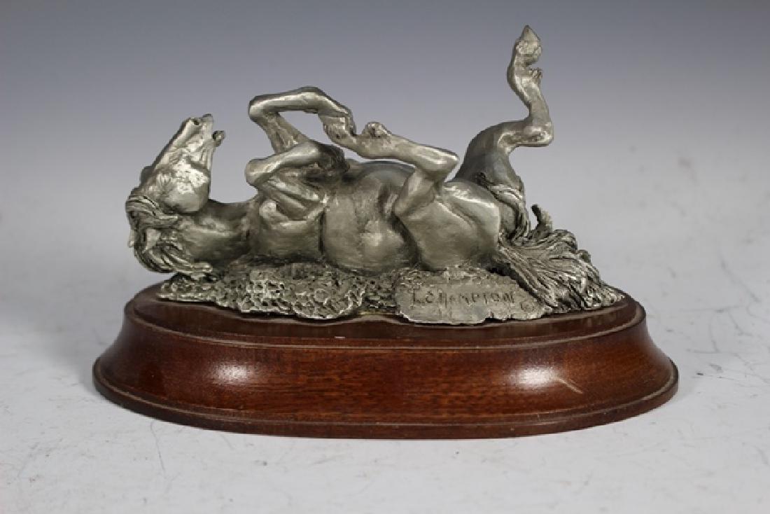 L.C. Hampton Horse Figure: L.C. Hampton Pewter Horse Figure 4" Tall 7.5" Wide