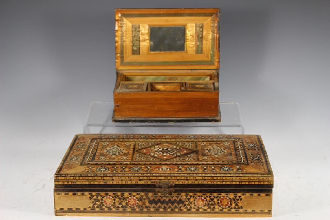 19th C. Keepsake Box & Moroccan Marquetry Cigar Box (1 of 10)