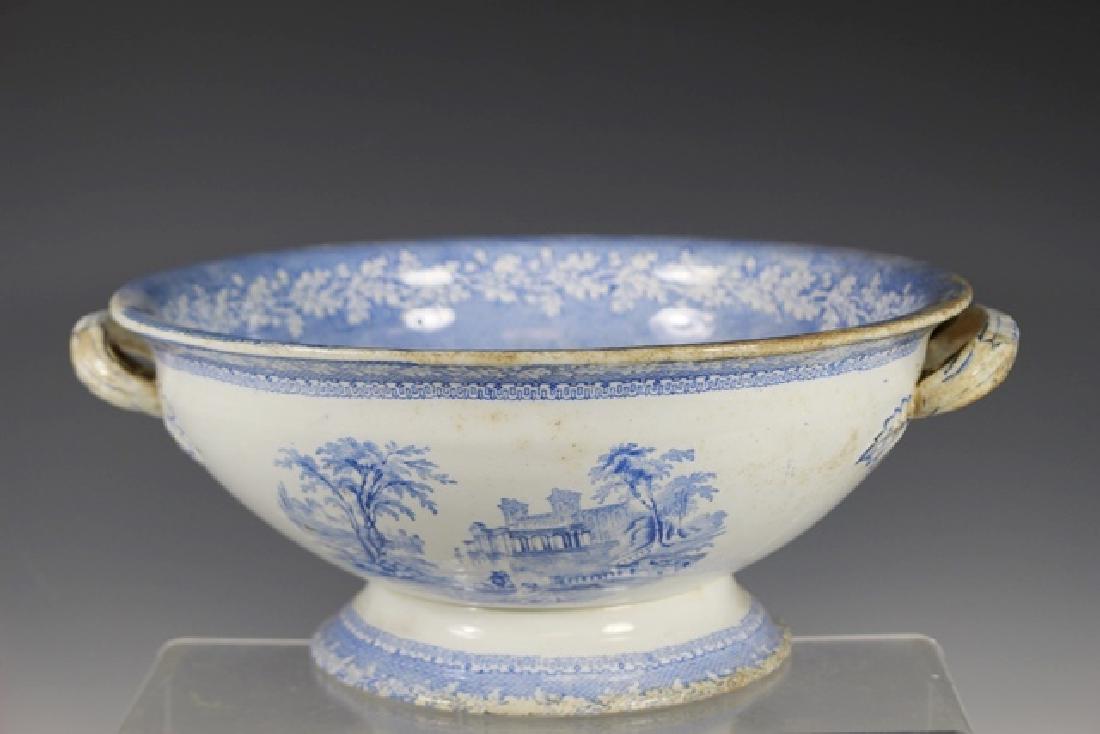 Staffordshire Blue Transferware Large Serving Tureen (1 of 6)