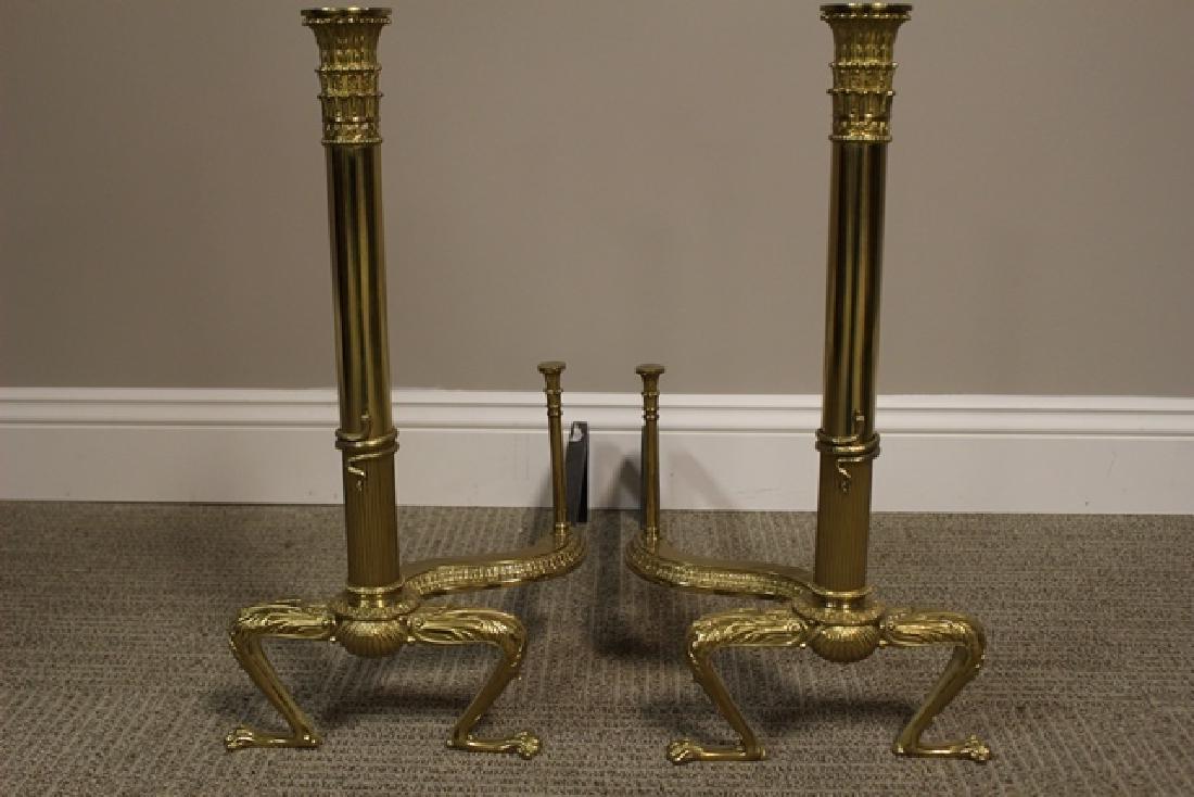 Pair of Brass Andirons with Snakes (1 of 6)