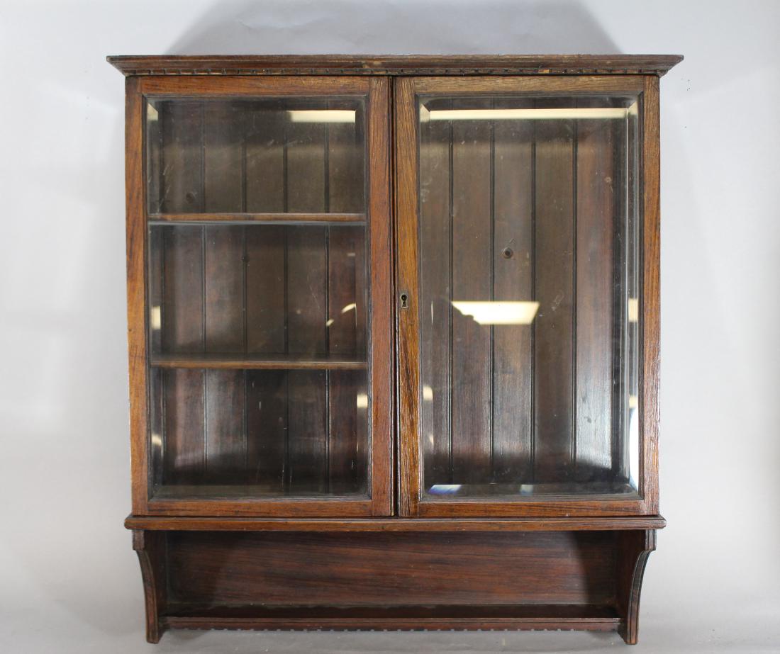 English Oak Wall Vitrine or Display Cabinet (1 of 7)