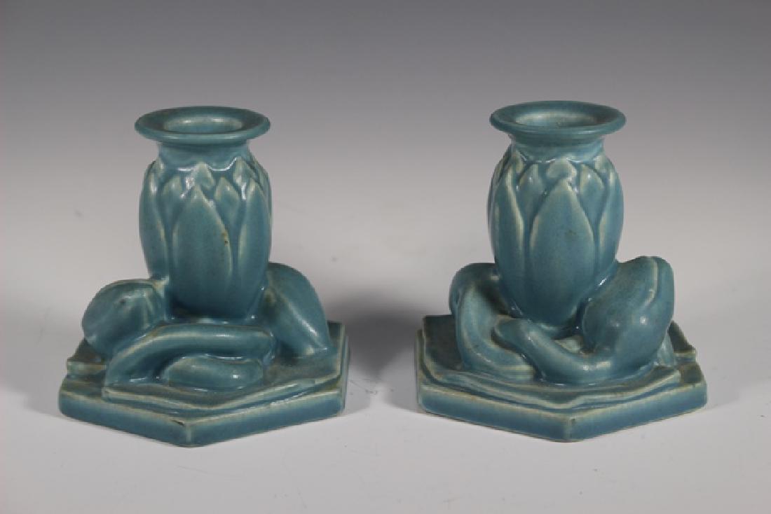 ROOKWOOD Pottery  Lotus Candlesticks  # 2992 (1 of 8)