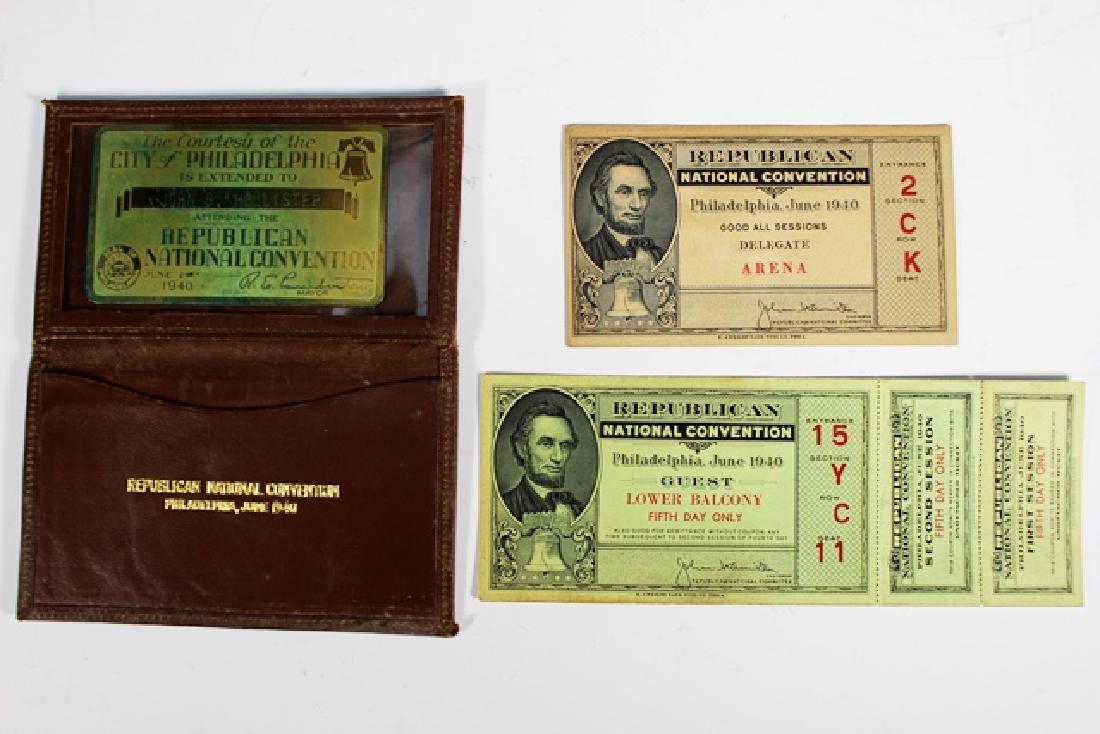 1940 REPUBLICAN National Convention Tickets (1 of 6)