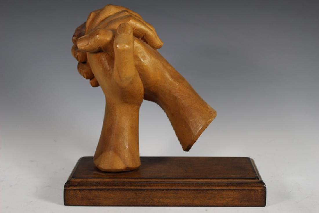 Carved Zirbel Wood Statue "Clasped Hands" (1 of 6)