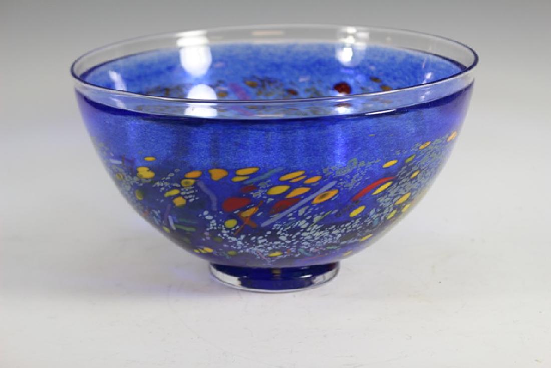 Bertil Vallien (Swedish, b. 1938) Kosta Art Glass Bowl: Bertil Vallien (Swedish, b. 1938) Kosta Art Glass Bowl. Signed on bottom as shown Kosta Bode B. Vallien 59252 footed bowl. Studio art glass. Measuring 8.25" dia. Condition is good.