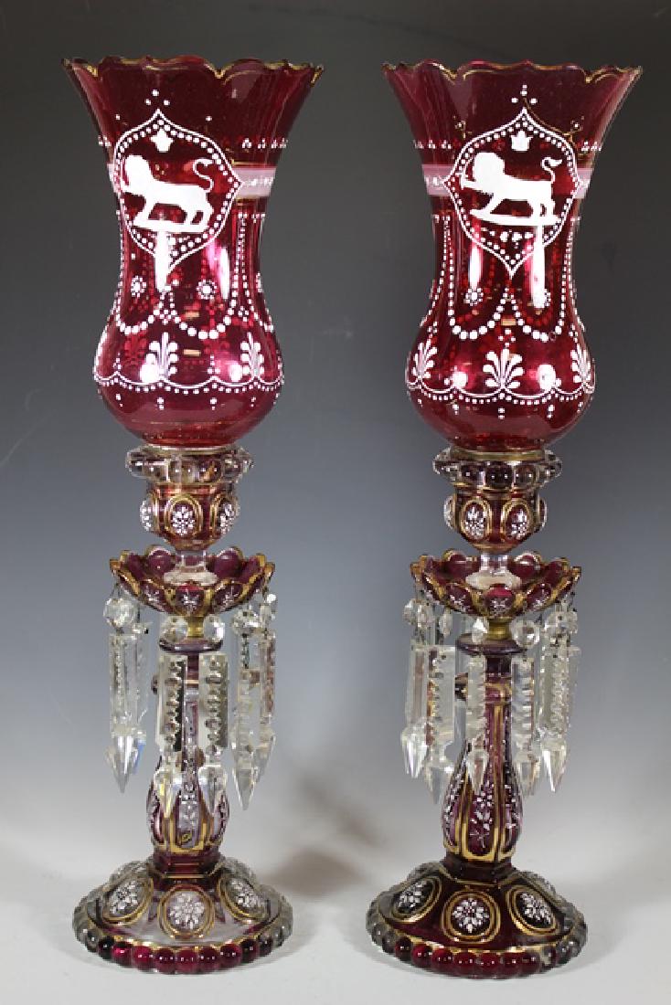 Bohemian Cranberry Hurricane Candle Sticks