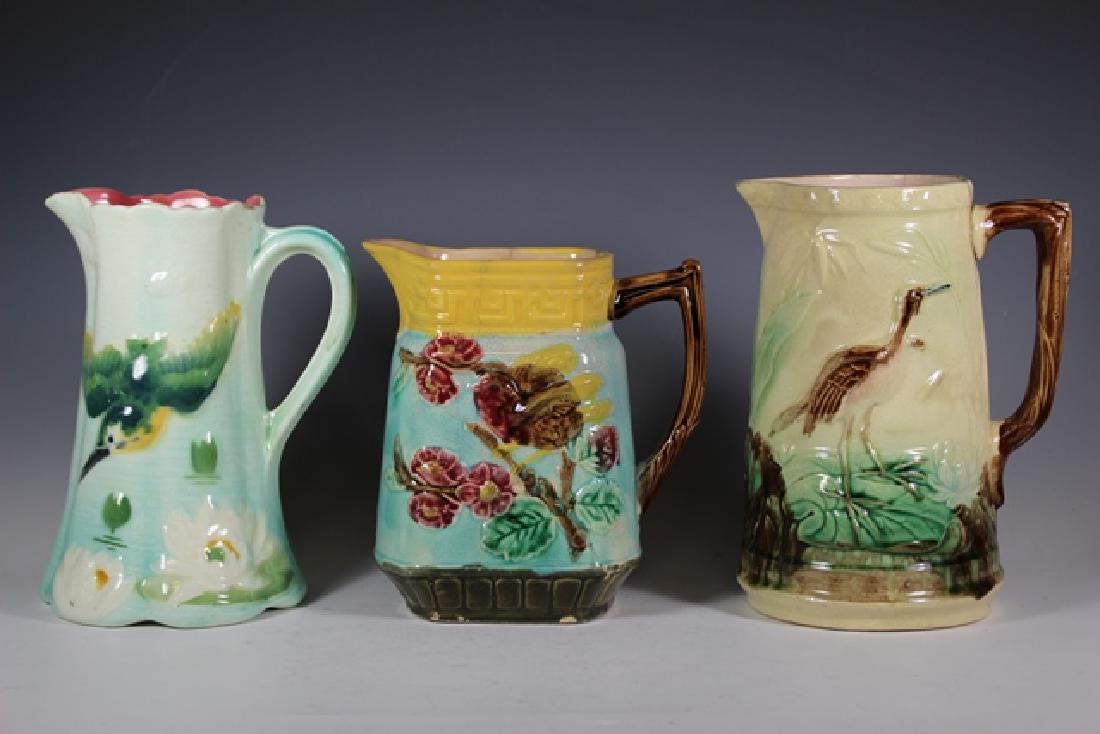 Three Majolica Bird Decorated Tankards (1 of 7)