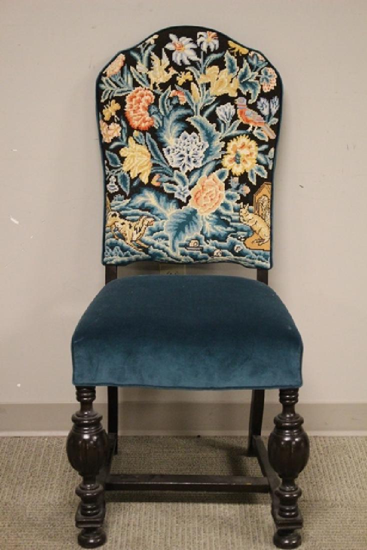 William and Mary Needlepoint Chair: Measures approx. 40" tall. Condition is good (see photos).