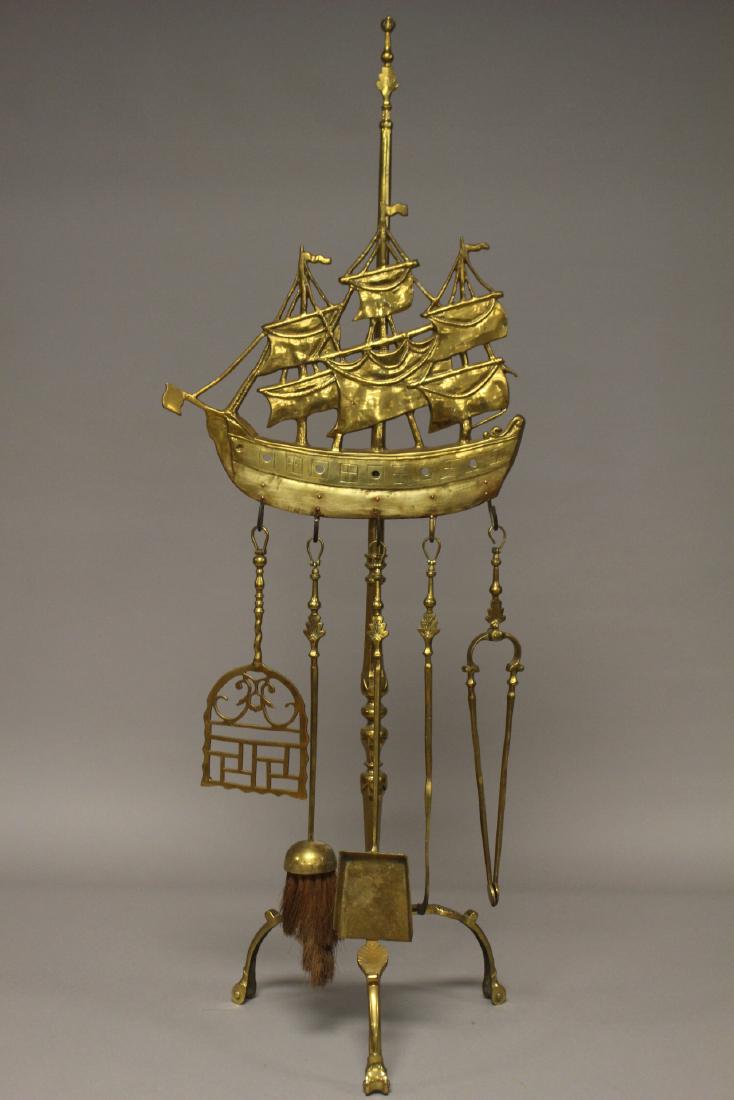 1920s Spanish Revival Brass Fireplace Tool Set Oct 28 2018