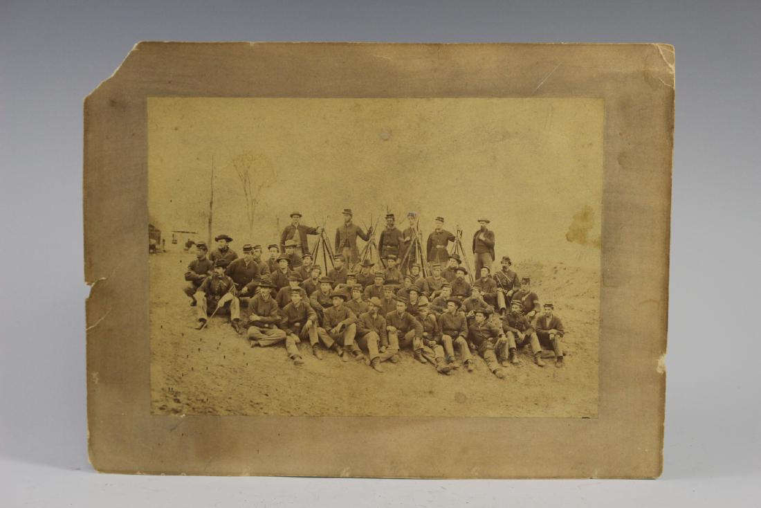 Original Civil War Group Photo Battle Worn Clothing: Original Civil War Group Photo Battle Soldiers in Battle Worn Clothing and Boots. In good age appropriate condition, see photos.