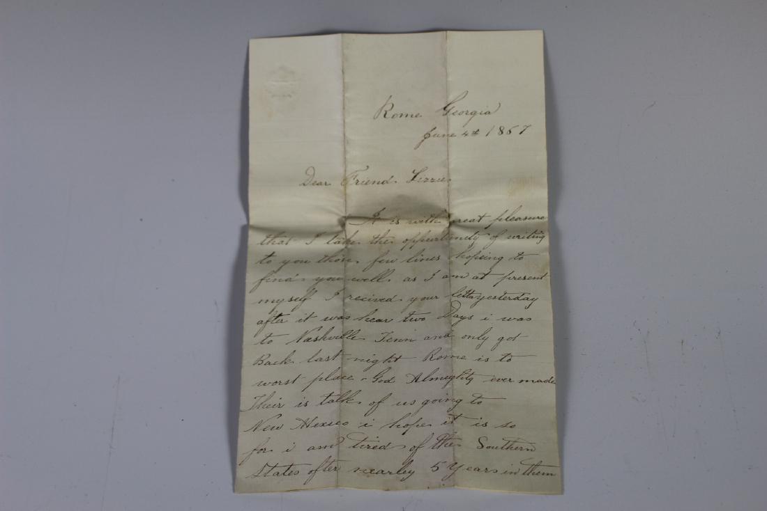 Civil War Letter From William Savage To Girlfriend: Hand written letter from William Savage to his girlfriend Miss Lessie Fry June 4th 1867, 33rd Infantry. In very good age appropriate condition, see photos.