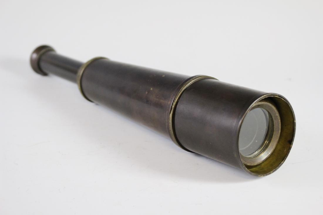 1850 Ross Of London Telescope: Brass three draw 1850 Ross London Nautical telescope serial number 1220. Approx 10.5" to 32". In very good age appropriate condition, see photos.