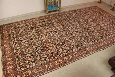 Palace Size Persian Carpet: Large palace room size Persian carpet. Approx. 20'3" by 10'6". Some wear and losses as shown. See photos.