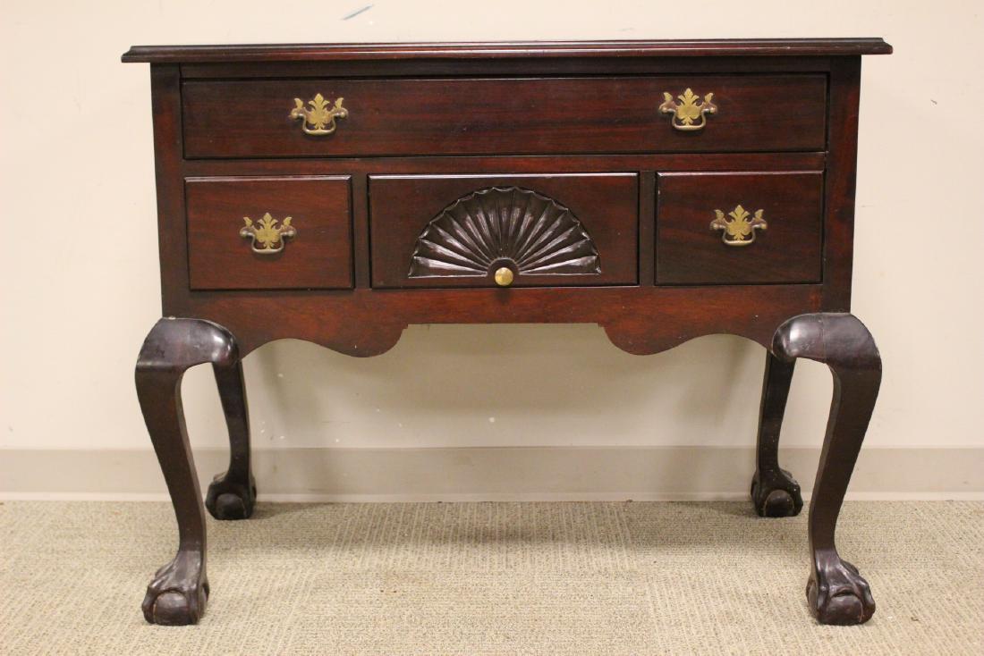 Chippendale Mahogany Lowboy: American Chippendale Mahogany Lowboy on Ball & Claw Feet. Circa 1800's 32"h x 40"w x 22"d. Condition is consistent with age, see photos.