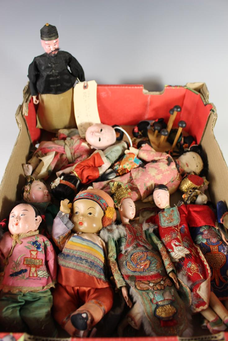 Japanese And Chinese Ca. 1910-1950 Ichimatsu Gofun: Includes three opera 2" tall ca. 1910-1950, vintage and antique dolls. Various conditions most having play wear. Age appropriate condition, see photos.
