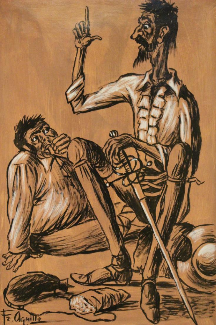 Signed Spanish Fz Aquillo Oil on Board (1 of 8)