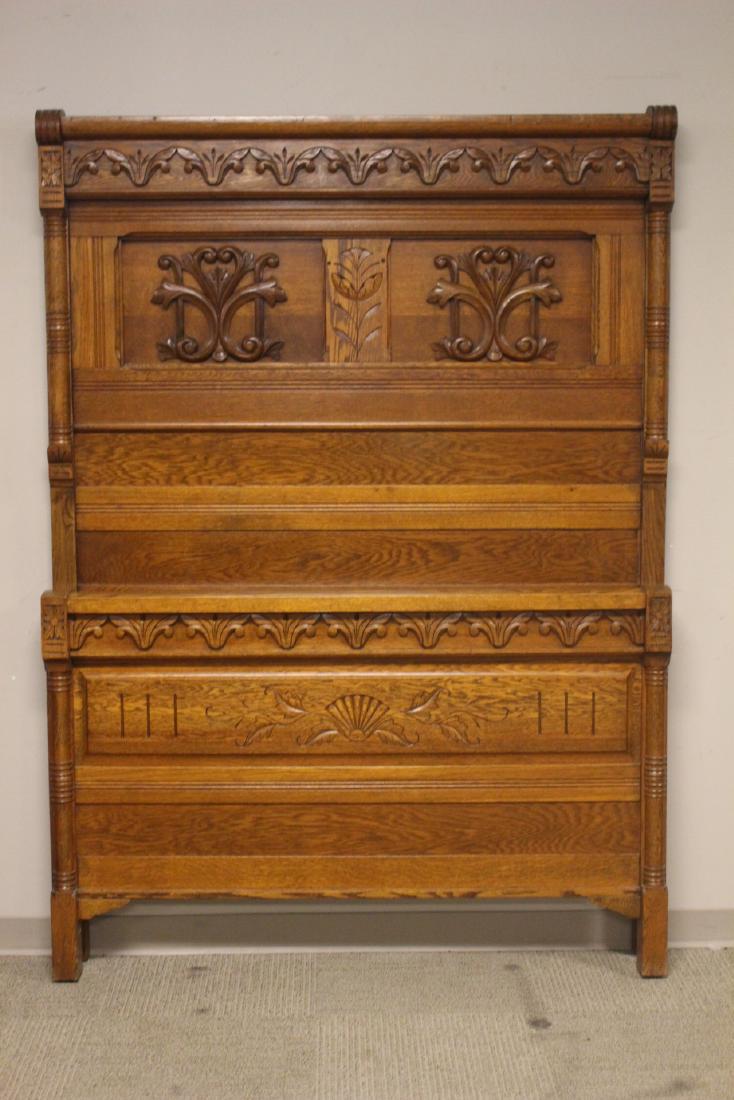 American Oak Tall back Bed (1 of 7)