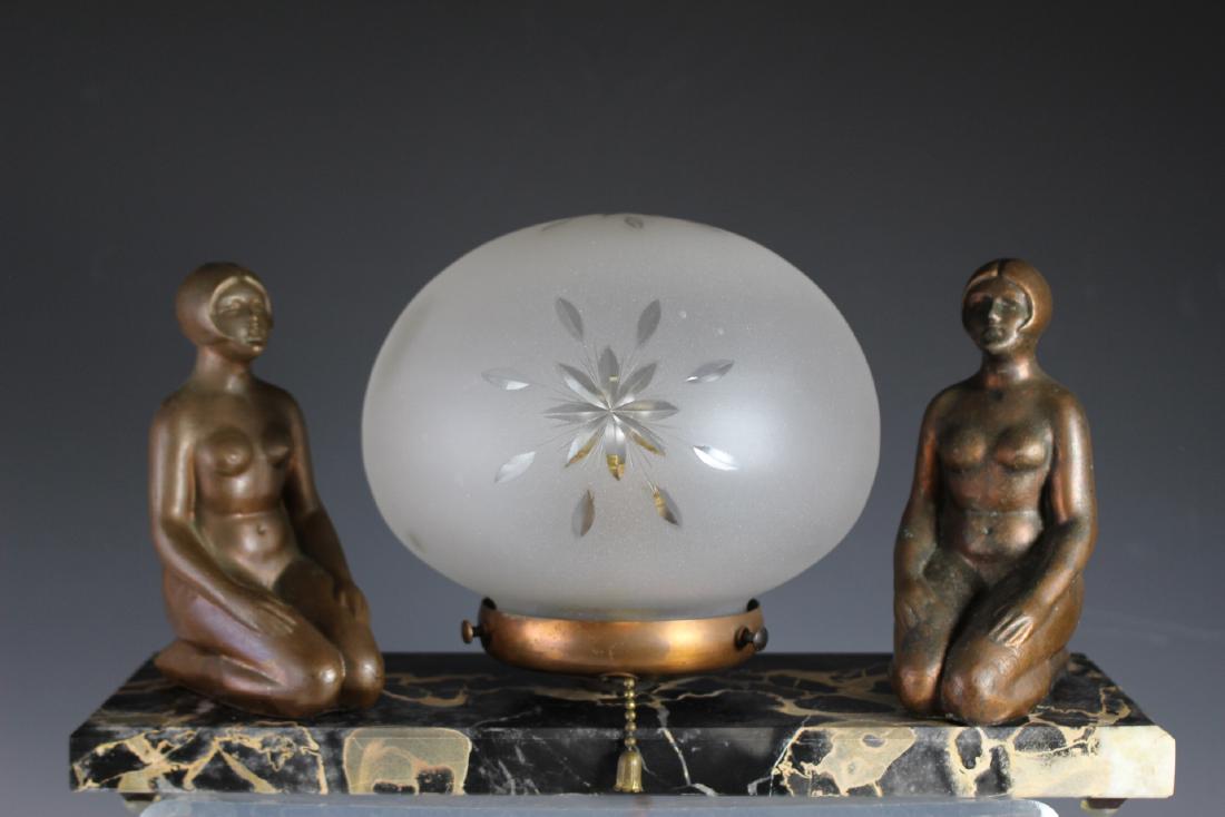 Art Deco Two Women On Marble Lamp (1 of 10)