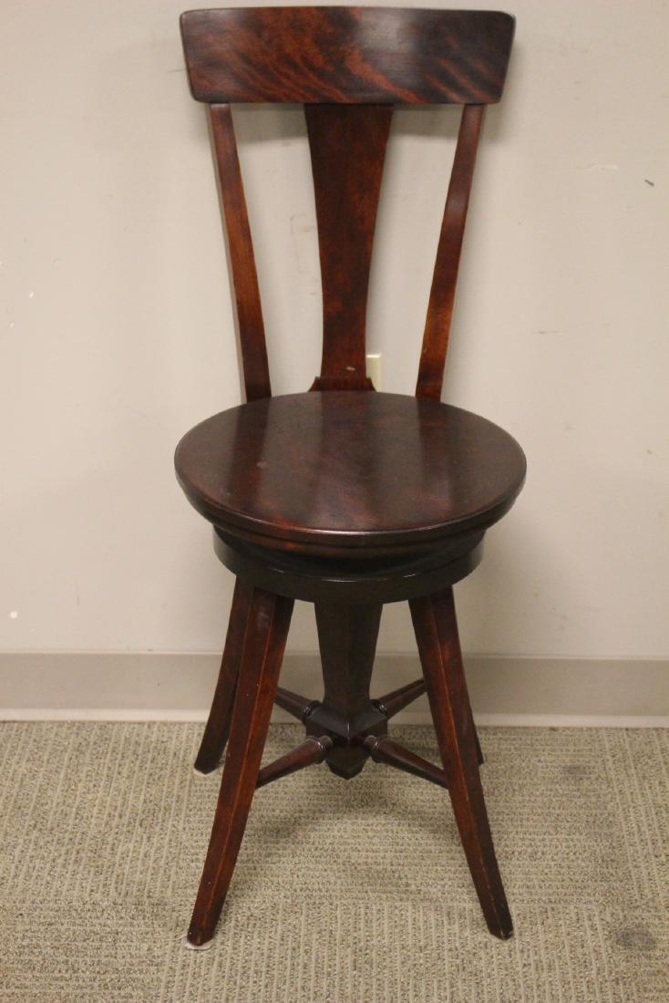 Mahogany Organ Seat: 19th C. swivel organ seat. Approx. 36"t x 15". Overall good condition, see photos.
