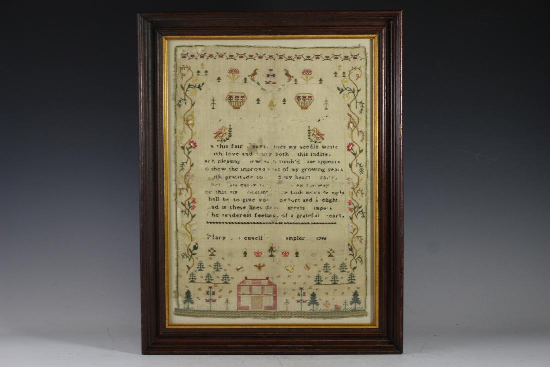 18th C. Framed Sampler Dated 1798 (1 of 10)