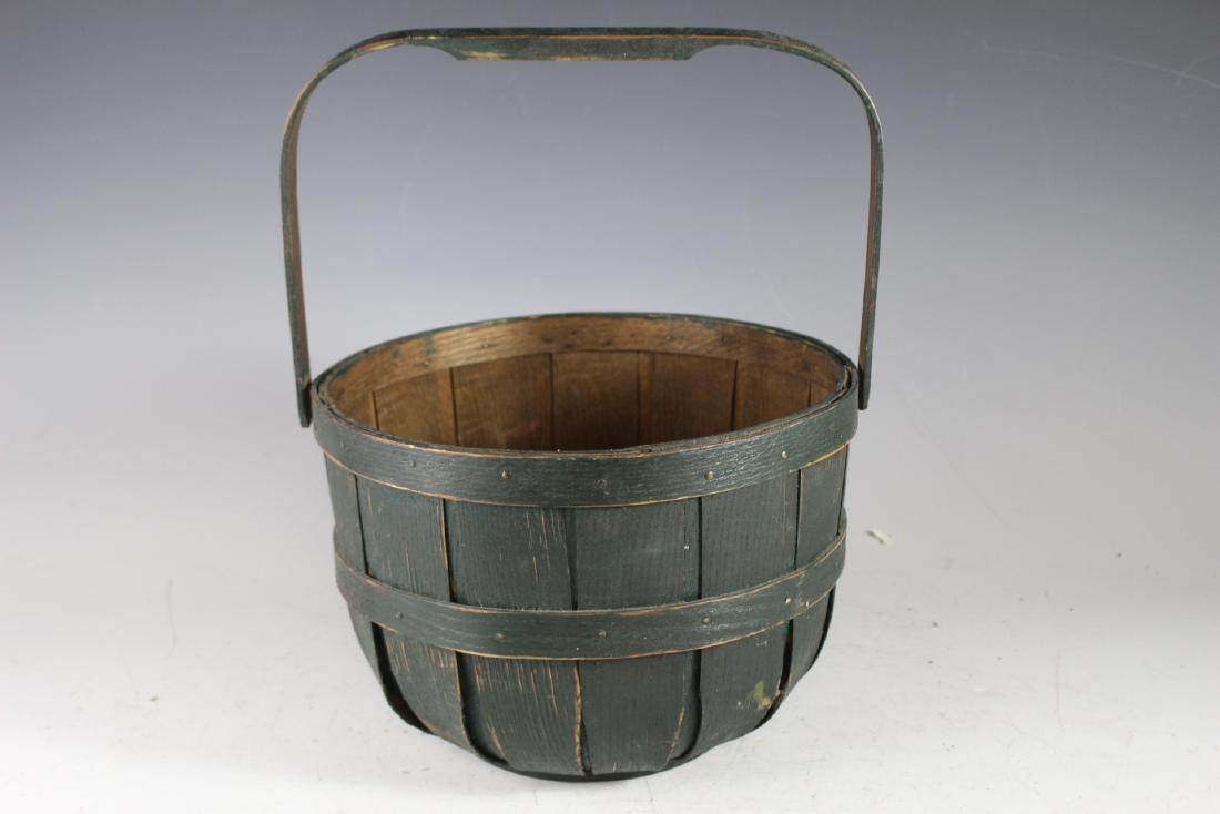 Early American green Paint Decorated Basket (1 of 9)