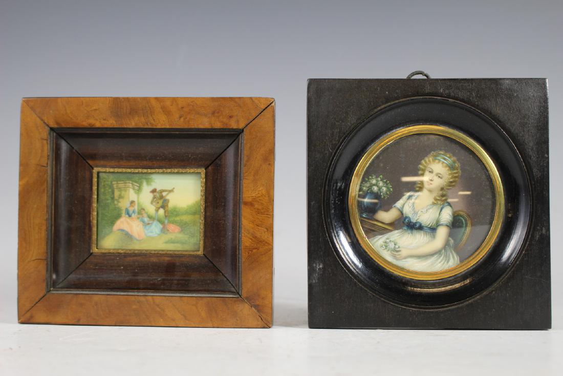 Two Small Hand Painted 19th Century Plaques (1 of 8)