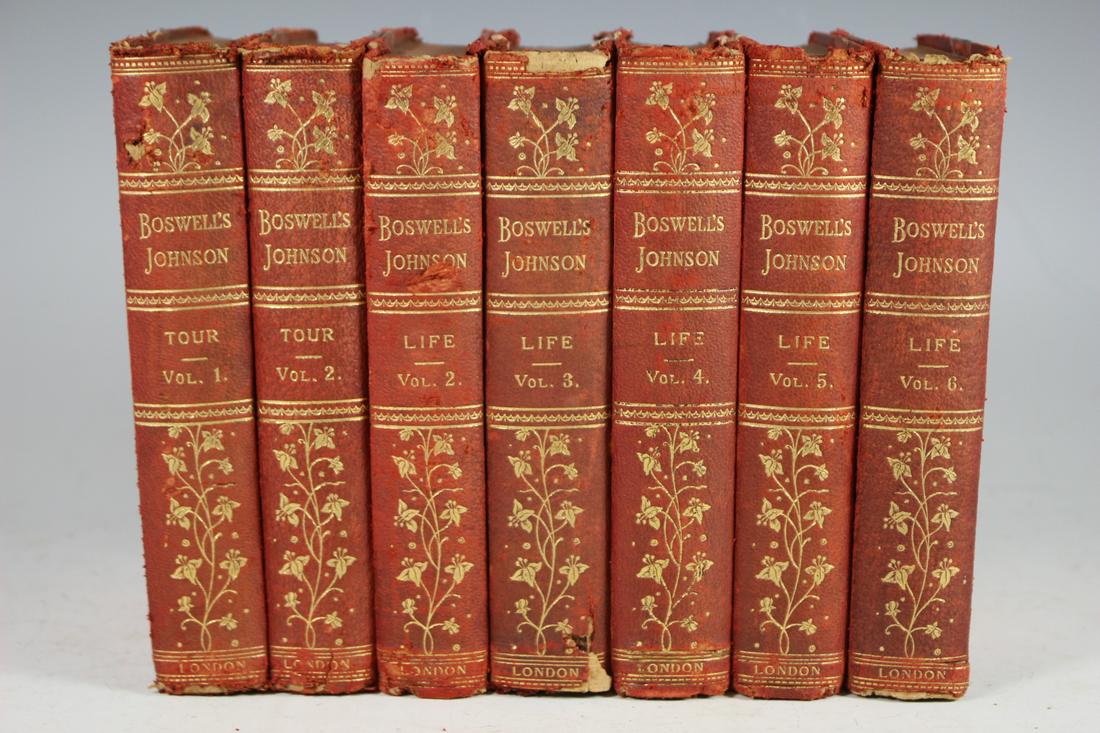 Bowsell's life of Samuel Johnson Books: LICHFIELD EDITION. 6 VOLUMES. 3/4 LEATHER 1898. LIMITED TO 500 SETS. THIS #356. and one additonal