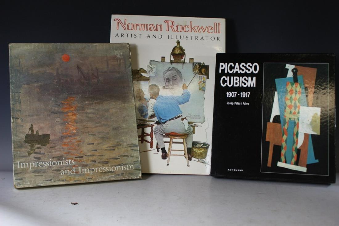 Picasso, Norman Rockwell and Impresionist and: Various Art bboks including Norman Rockwell Artist and Illustrator book, Book about Impressionism and a book on Picasso
