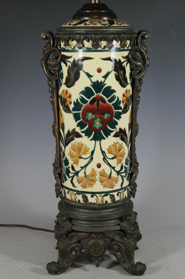 Italian Pottery Winged Griffin Lamp (1 of 10)