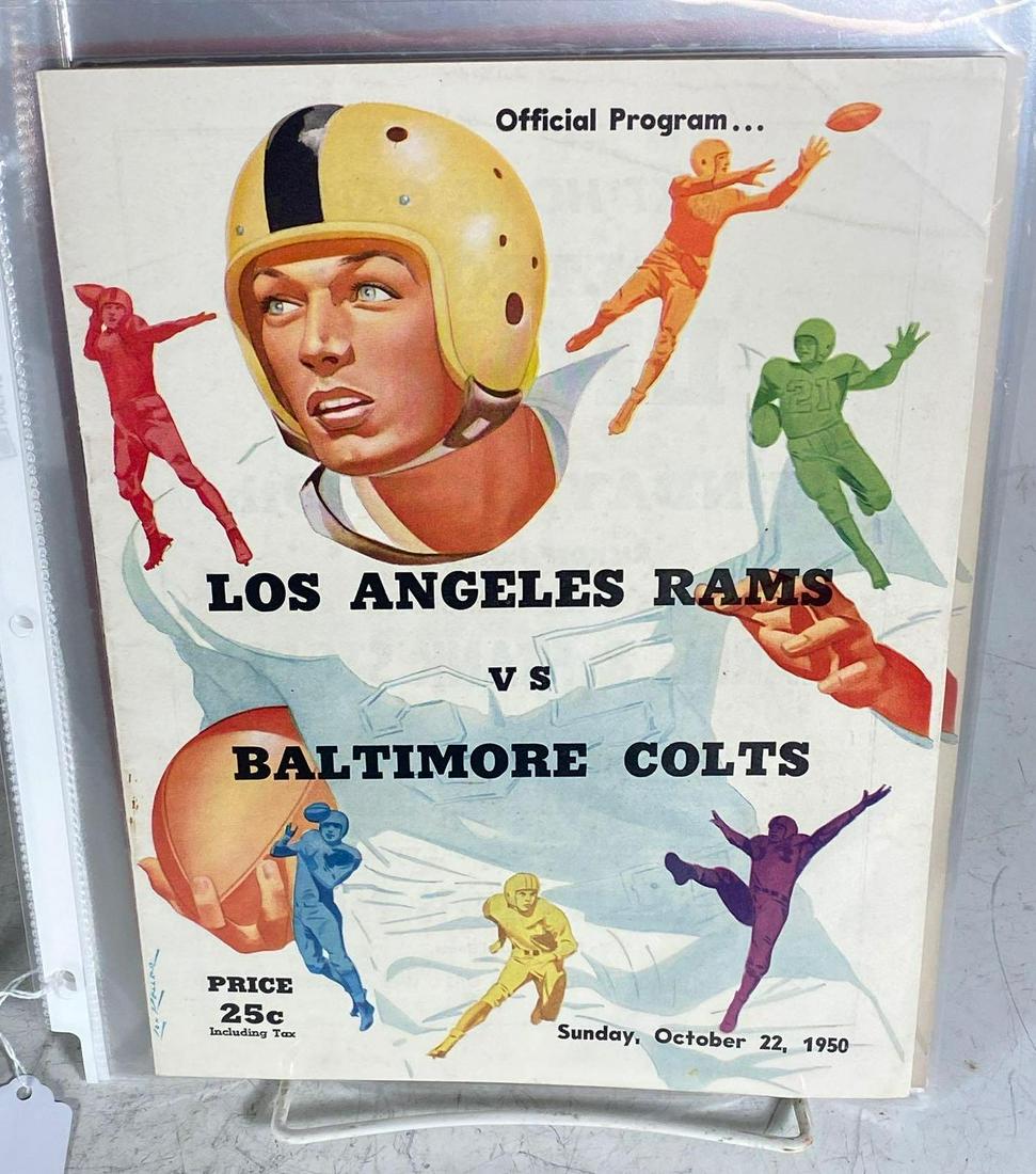 1950 Baltimore Colts Away Game Programs: Nice group of five programs from four games; October 22 at Rams(2), October 29 at 49ers, October 2 at Cardinals, Nov. 12th at Steelers.