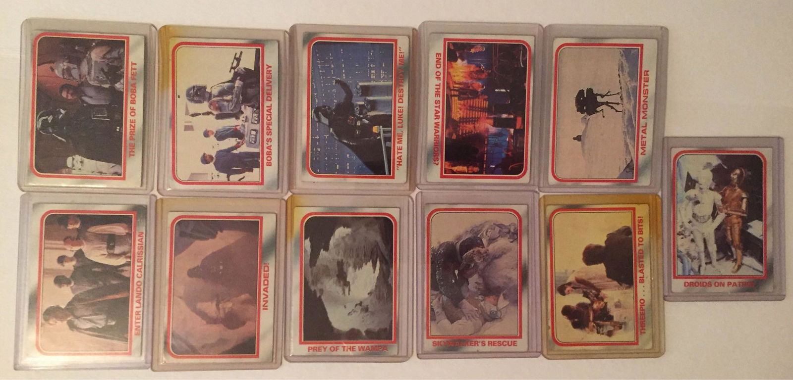 Star Wars 1980 Empire Strikes Back First Series Cards: (11) cards that are VG-EX overall with the red border.