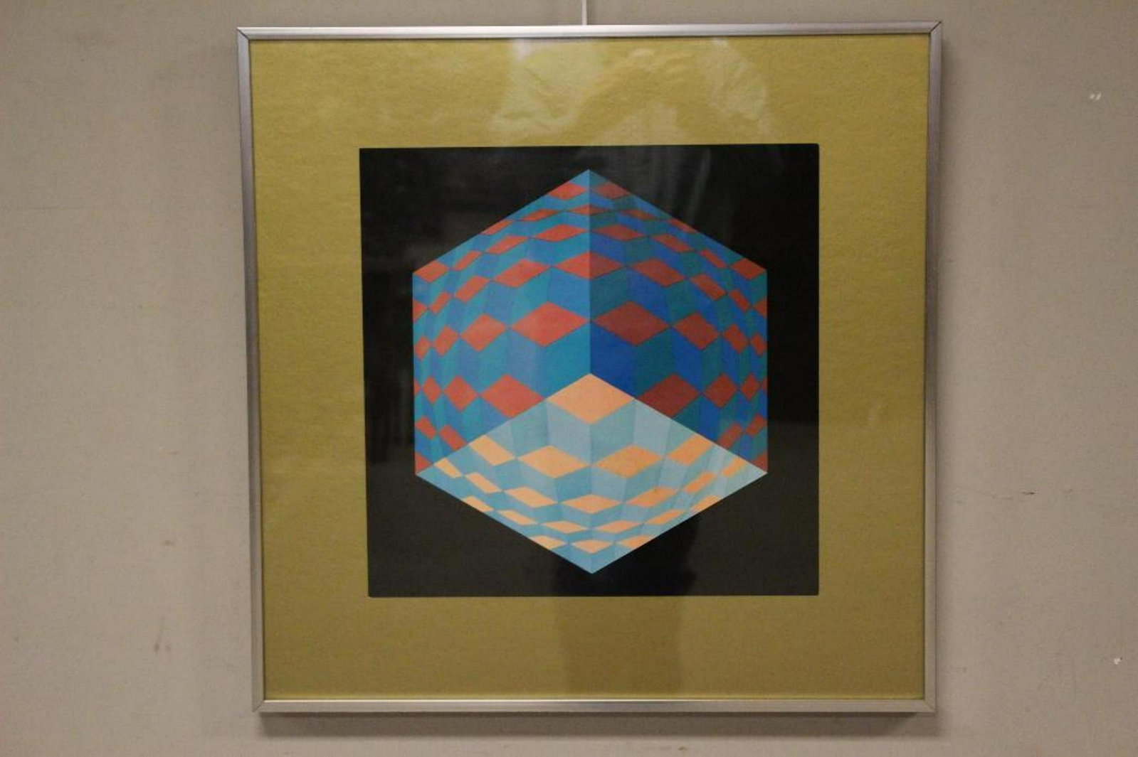 Victor Vasarely 1971 HAT- VI Abstract Optical Art: Victor Vasarely 1971 HAT- VI Abstract Optical Art. French Hungarian Artist (1906-1997) 25" x 25" framed 16" x 16" w/out frame