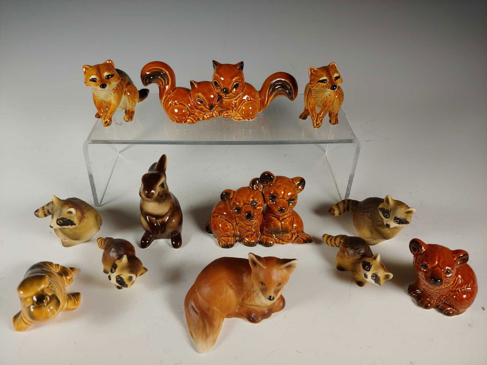 Collection of 12 Goebel Animal Figurines: Variety of raccoons, bears, fox, rabbit, walrus and squrriels. All in good condition, see photos.