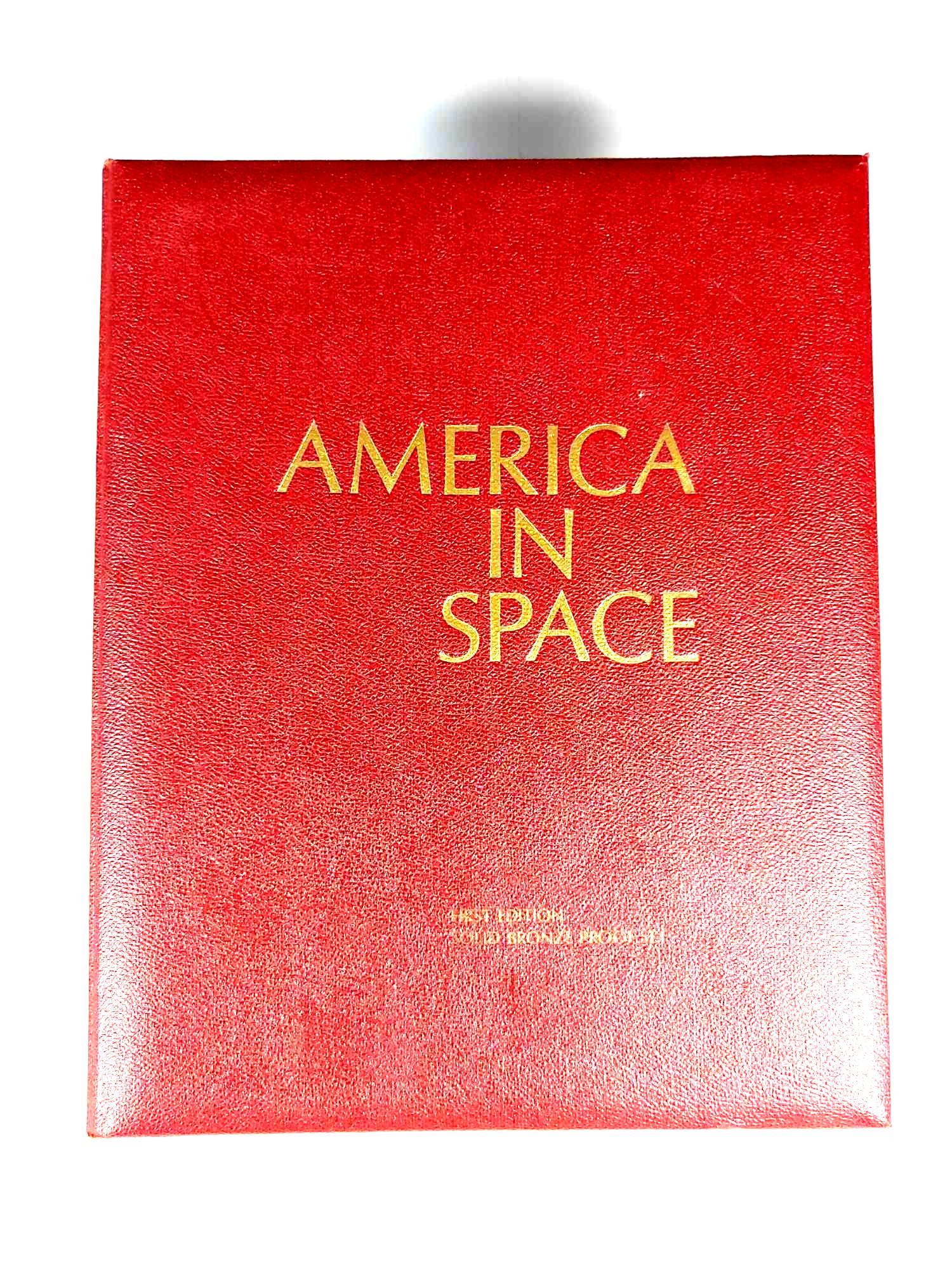 First edition Solid bronze Proof Set America in Space: Solid bronze first edition proof set of 24 medallions commemorating America's achievements in space. The medallions include unmanned flights (rockets, satellites) and manned flights (Mercury, Gemini a
