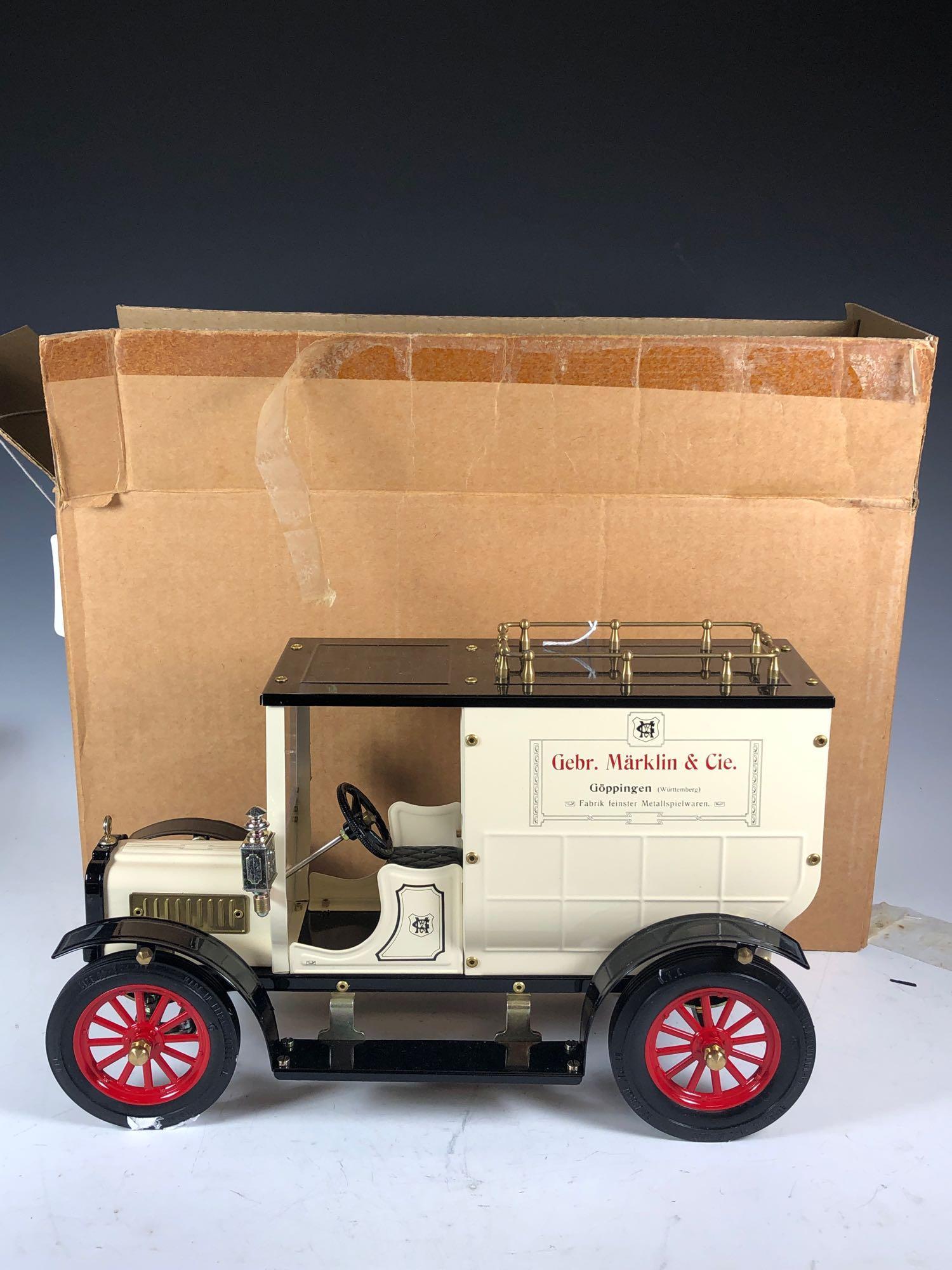 German- Marklin Carette Delivery Truck #9320C NIB: Numbered 9320C, these are reissues of 1920s Carrette toys. Never played with, original box, Mint.