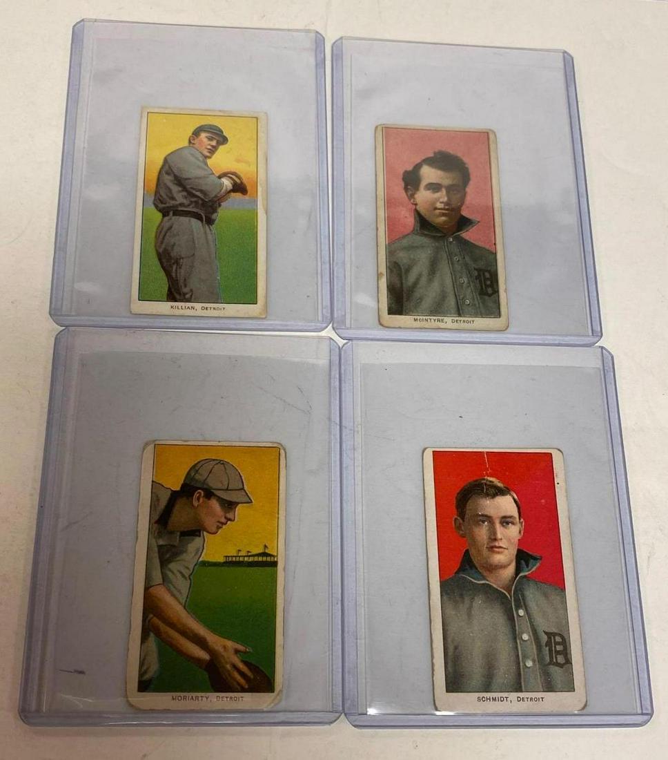 1909-11 T206 Detroit Tigers Cards (4): Four Piedmont card backs; Schmidt(crease), Moriarty(VG-EX), McIntyre(VG-EX), Killian(VG).