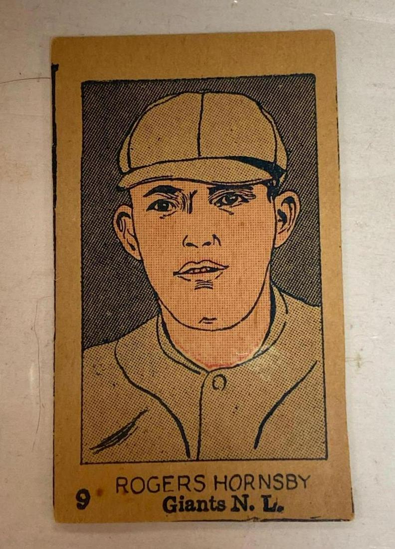 1928 W513 Rogers Hornsby Strip Card: Very sought after card.Â These were typically hand cut. What is great about this one is that it was cut somewhat on or outside the line.Â Â