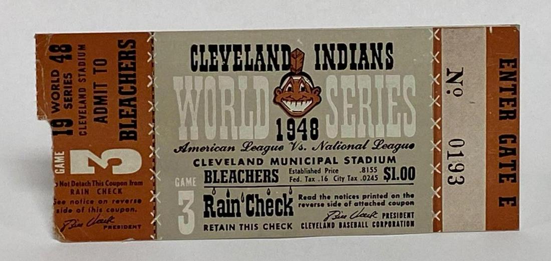 1948 World Series Ticket Game 3 Cleveland Indians (1 of 5)