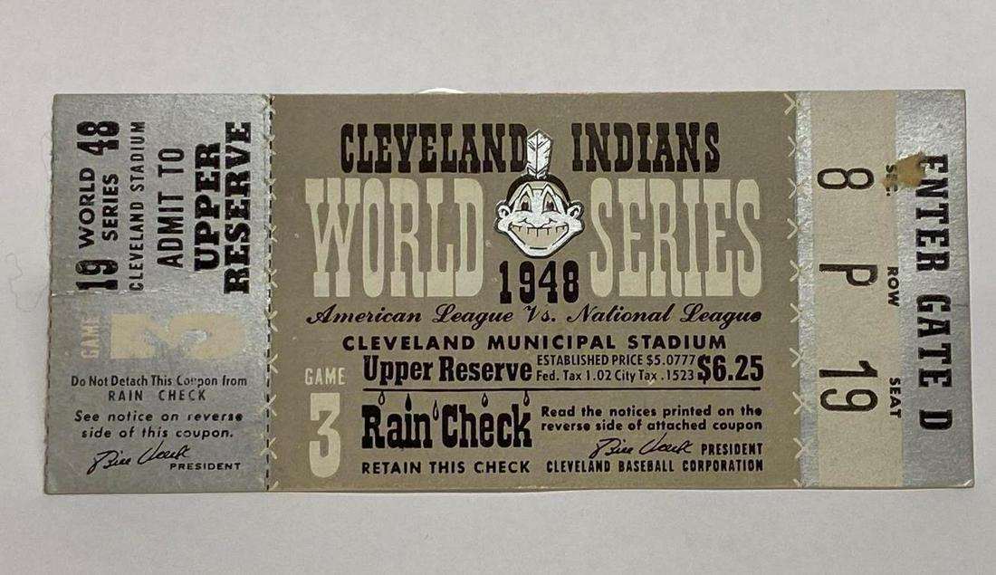 1948 World Series Ticket Game 3 Cleveland Indians Upper (1 of 5)
