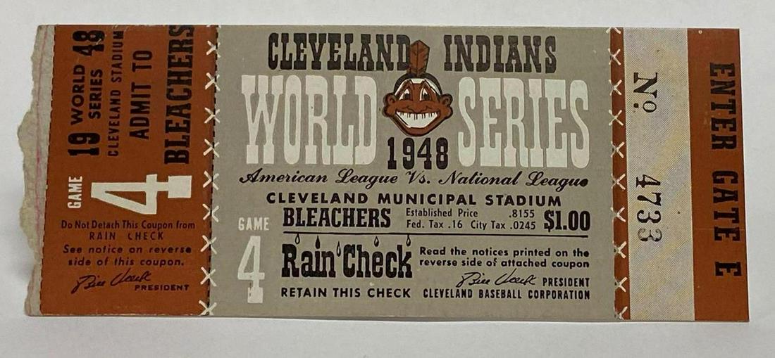 1948 World Series Ticket Game 4 Cleveland Indians (1 of 5)