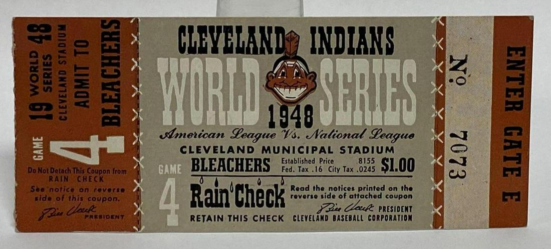 1948 World Series Ticket Cleveland Indians (1 of 4)