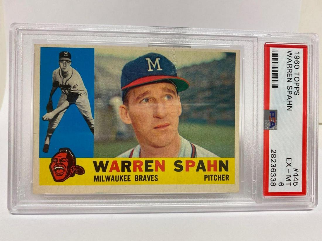 1960 Topps #445 Warren Spahn PSA 6 EX-MT Braves (1 of 6)